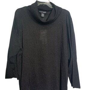 Norton McNaughton Black Metallic Cowl Neck Top Silk Blend 3X New